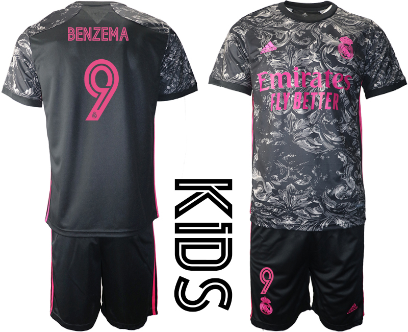 2021 Real Madrid away youth #9 soccer jerseys->youth soccer jersey->Youth Jersey